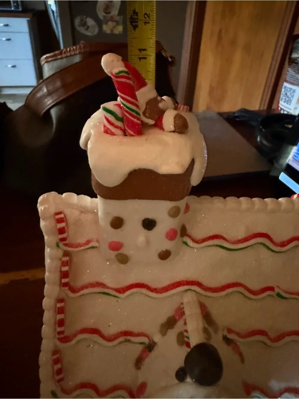 Kurt Adler Lighted Gingerbread Cottage in White, Red, Green